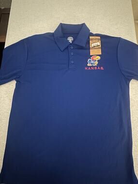 Kansas Jayhawks Medium Rivalry Threads Blue Polo Shirt (NWT)
